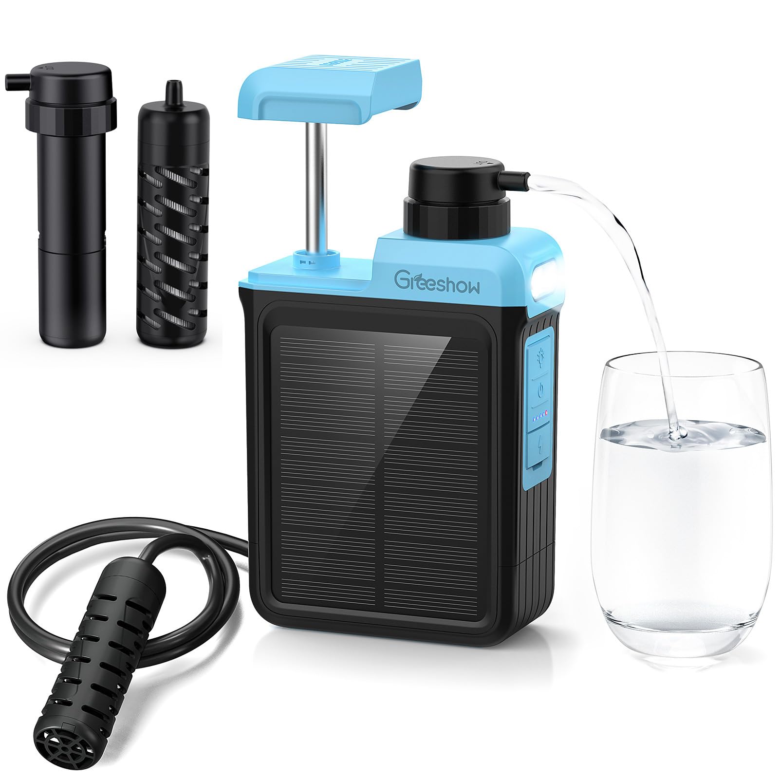 Amazon | 【防災士推奨・業界最新】Greeshow 携帯浄水器 電動・手動